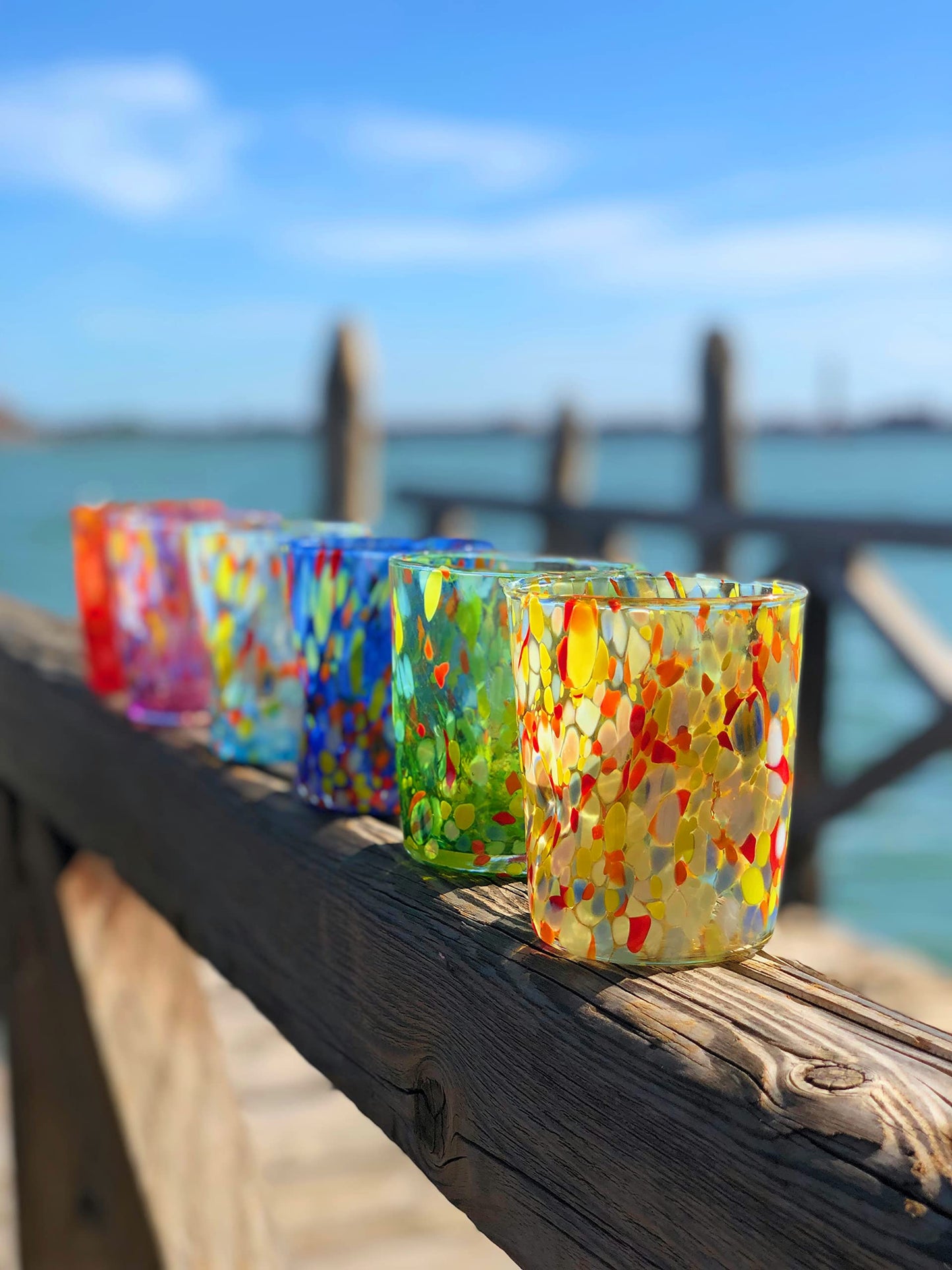 Set aus 6 Tumbler-Gläsern – Mundgeblasen, handgefertigt, Murano-Design, 350 ml