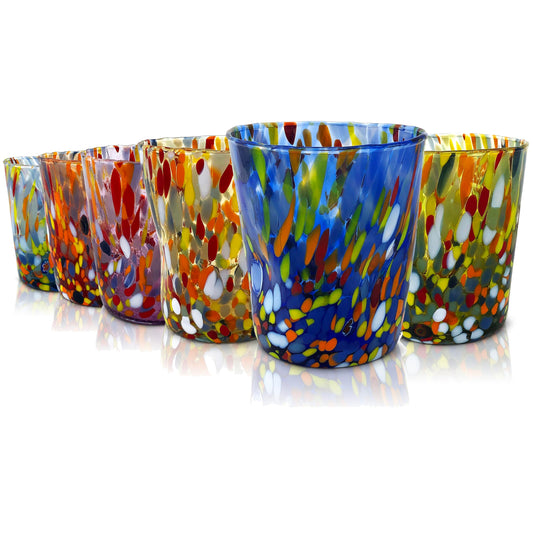 Set aus 6 Tumbler-Gläsern – Mundgeblasen, handgefertigt, Murano-Design, 350 ml